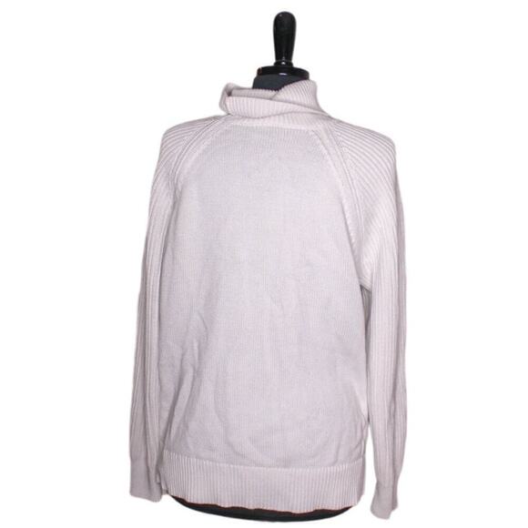 GAP White Fisherman Sweater Cowl Funnel Neckline 100% Cotton Size XL - Picture 3 of 5